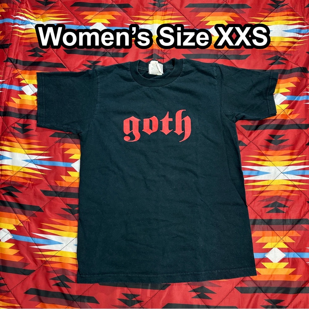 Vintage Y2K Goth Grunge Black T-Shirt Women’s Size XXS Jerzees Activewear